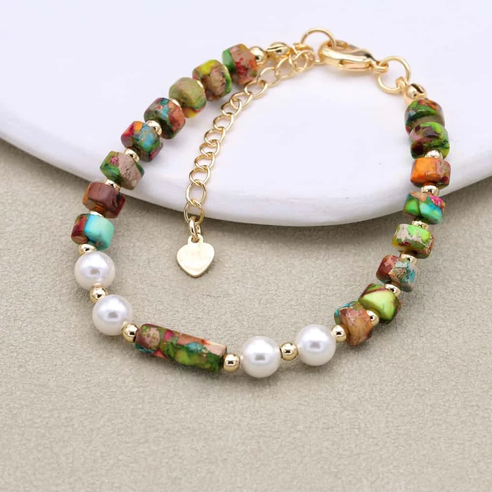 Shell Pearl & Imperial Stone Bracelet